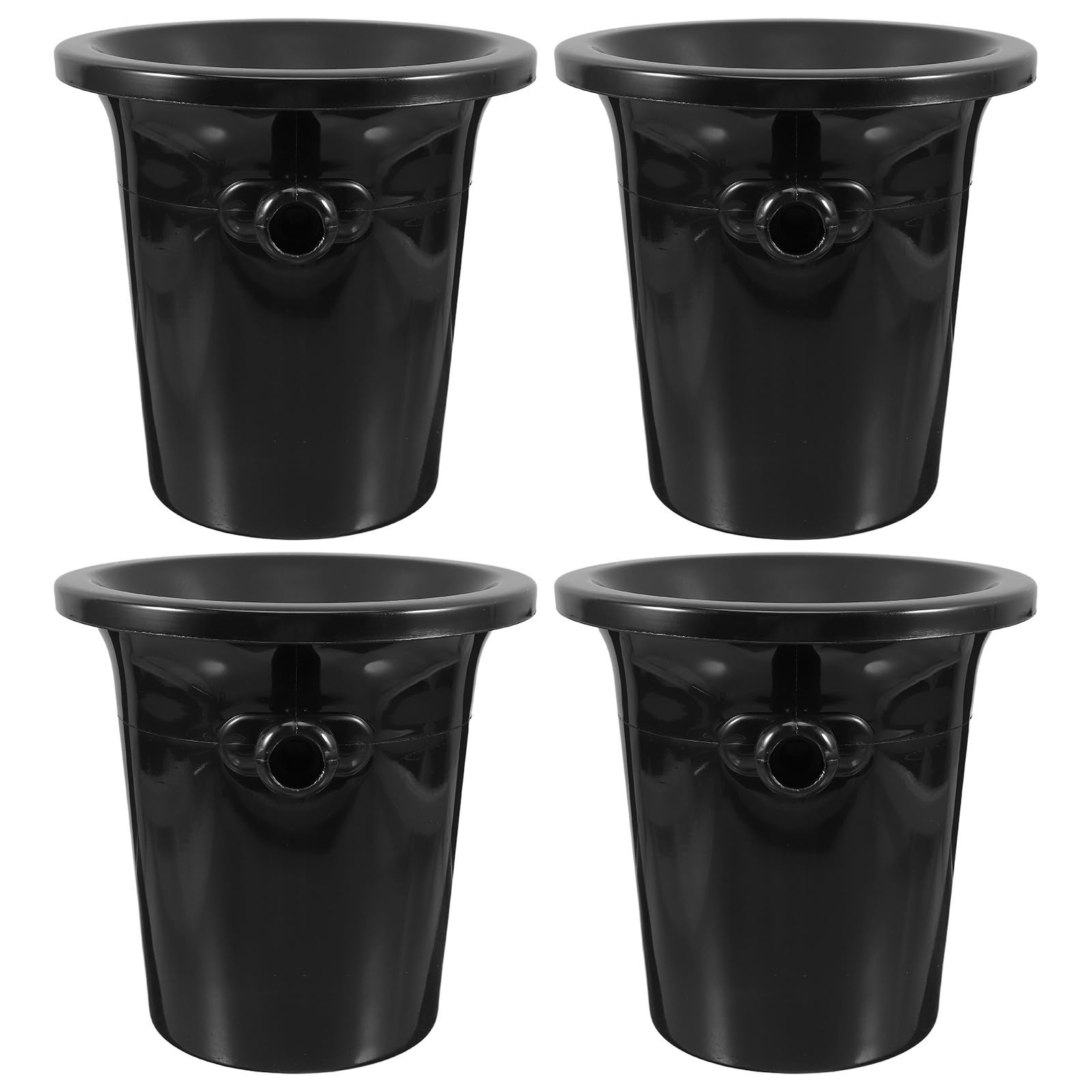 Secchiello per Ghiaccio Nero in Plastico Doppie Maniglie, Design Rotondo Stile Occidentale, per Degustazioni di Vino e Feste, Set da 4 Pezzi