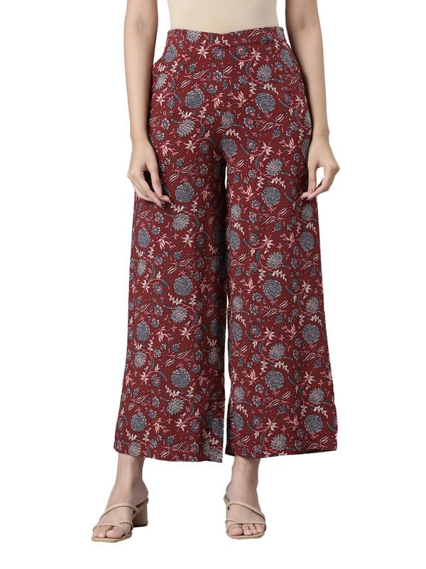 Image of GO COLORS Soft Viscose Printed Palazzo Full Length for Women| Breathable, Mid Rise