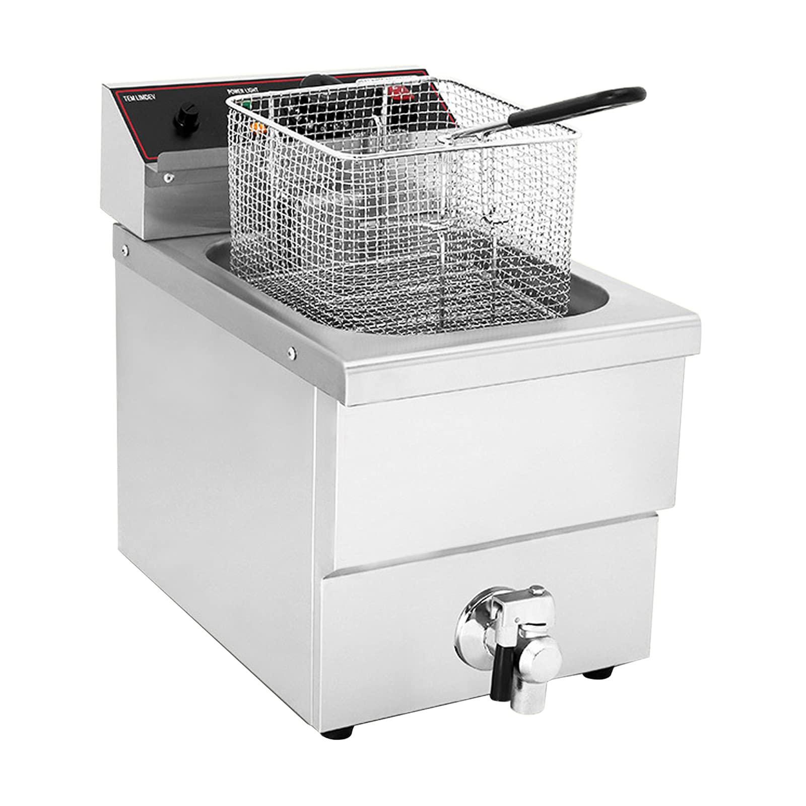 Freidora Comercial, freidora eléctrica de Acero Inoxidable de Alta Resistencia, con Cesta y Tapa, de Drenaje y Control de Temperatura, freidora para Uso Comercial y domésti