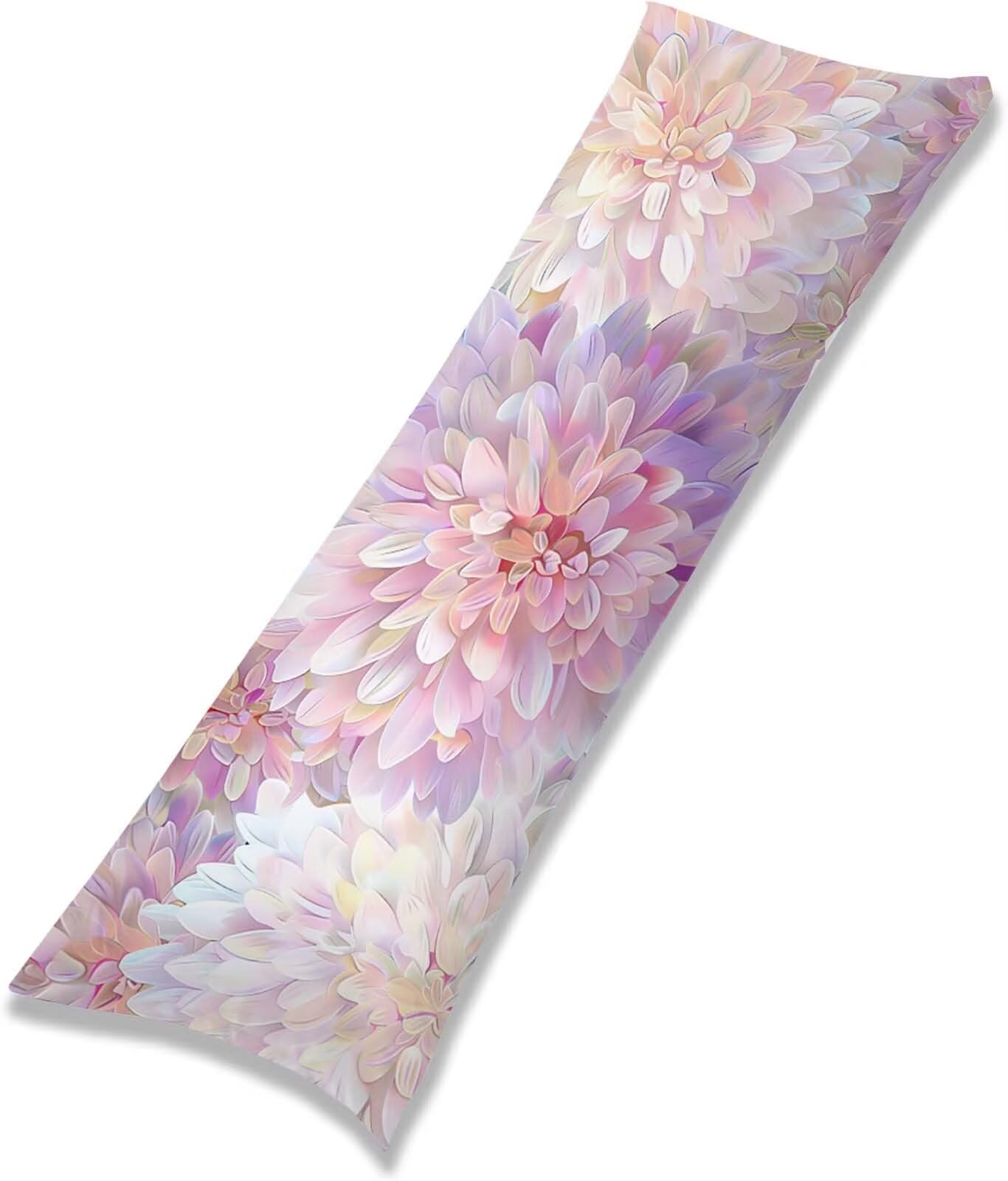 Rosa-24 Federe Cuscino Letto 50 x 150 cm, Grande Cuscini per Divano Lino, | Doppia Faccia Stampa, Fiore-8 Fodera per Cuscino Decorativa, con Cerniera, Cuscino per Dormire Sul Fianco j-150