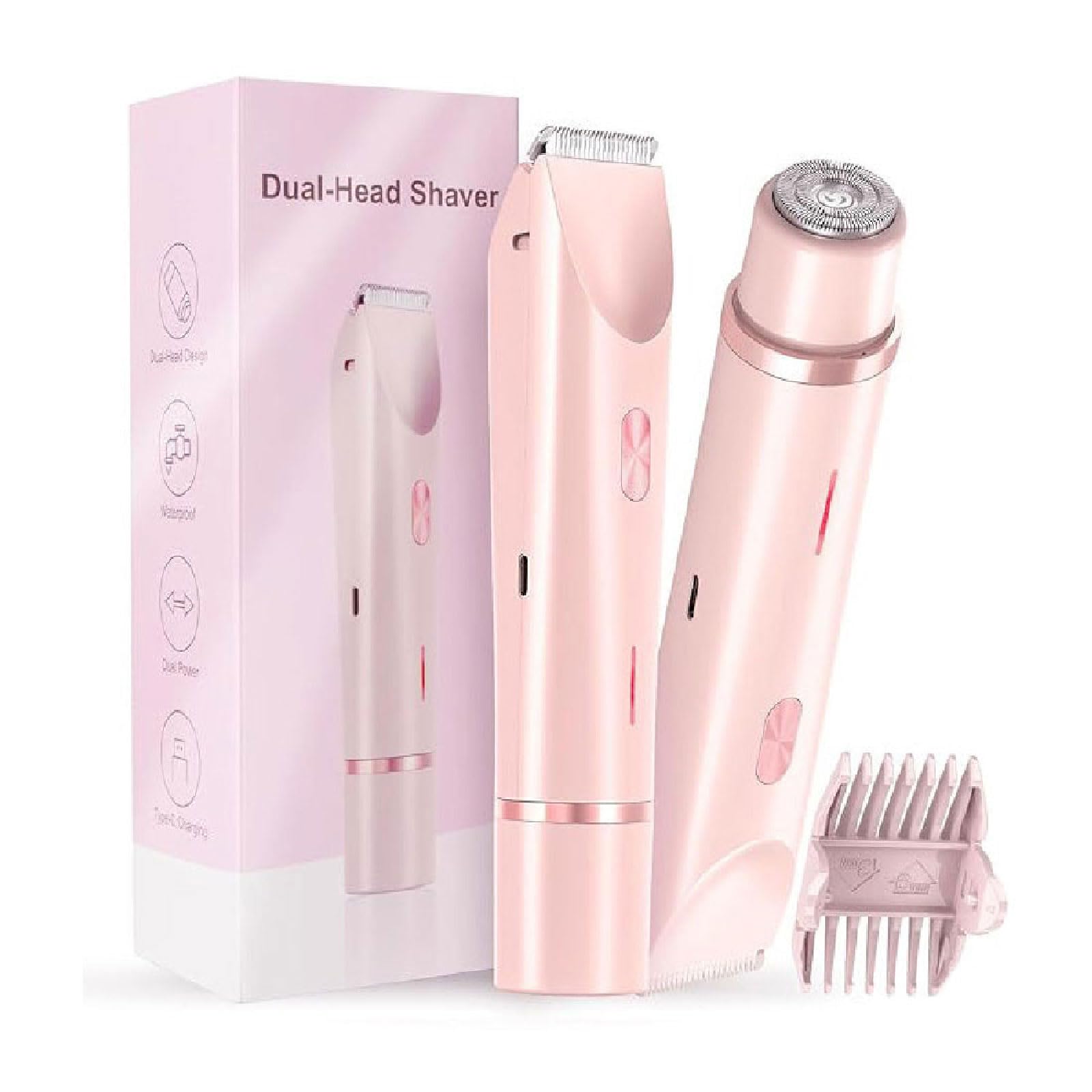 2-in-1 Haarschneider & Pony-Trimmerkamm – Manueller Haarschneider Für Frauen & Mädchen, Mit 2 Klingen | Grau