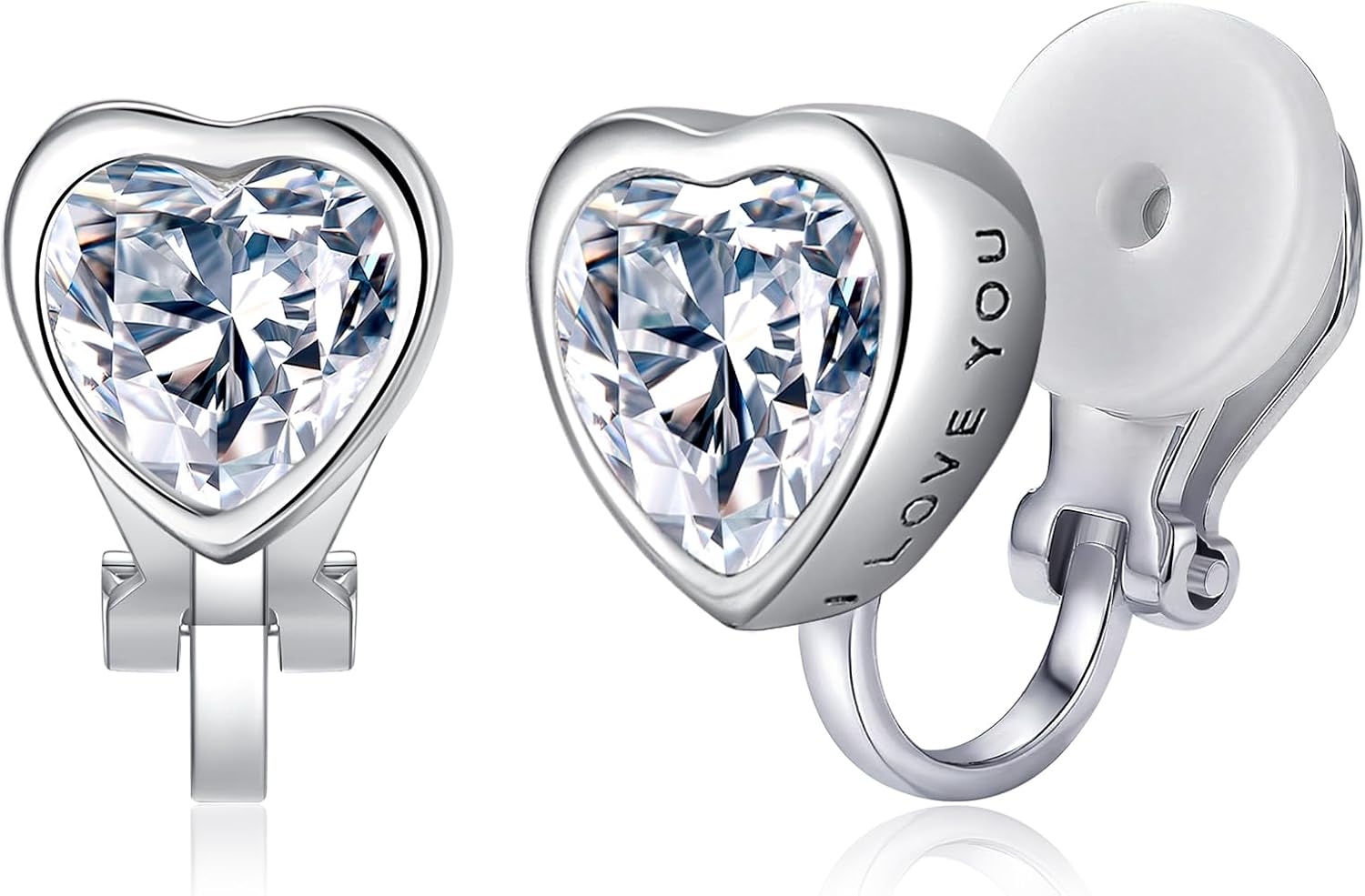 Clip on Earrings for Women Small Heart Letter Hypoallergenic Clip Earrings Cubic Zirconia Non Pierced Earrings