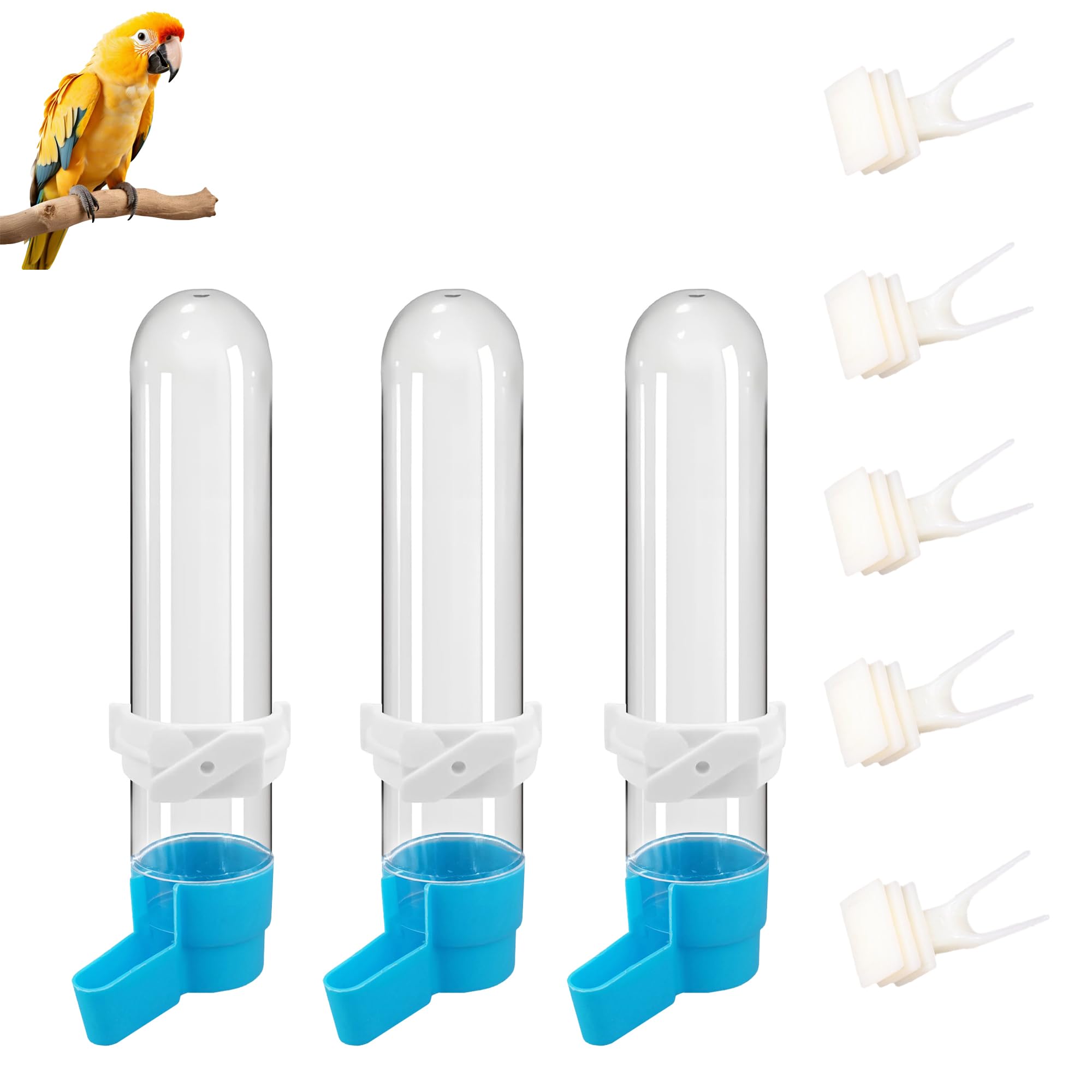 TINGWEN 8 bebederos para pájaros, comedero para pájaros, bebedero para jaula, comedero para pájaros, herramienta para beber, fuente automática, dispensador de agua y tenedor de fruta, jaula para