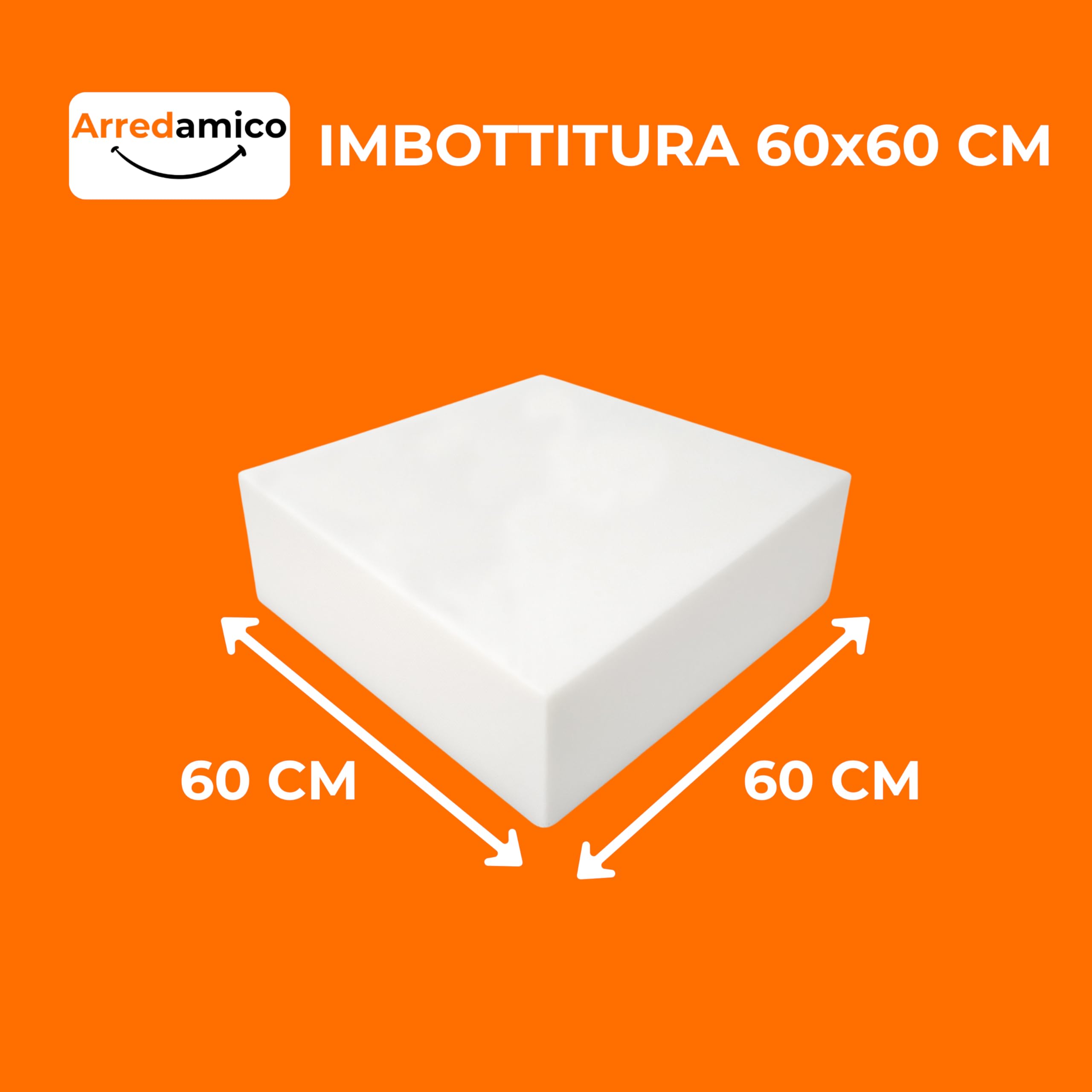 Arredamico Mousse 60 x 60 cm, mousse pour rembourrage épaisseur 10 et 12, éponge pour rembourrage densité 18,25,30, polyuréthane expansé, idéal pour les sièges (25, épaisseur 12)