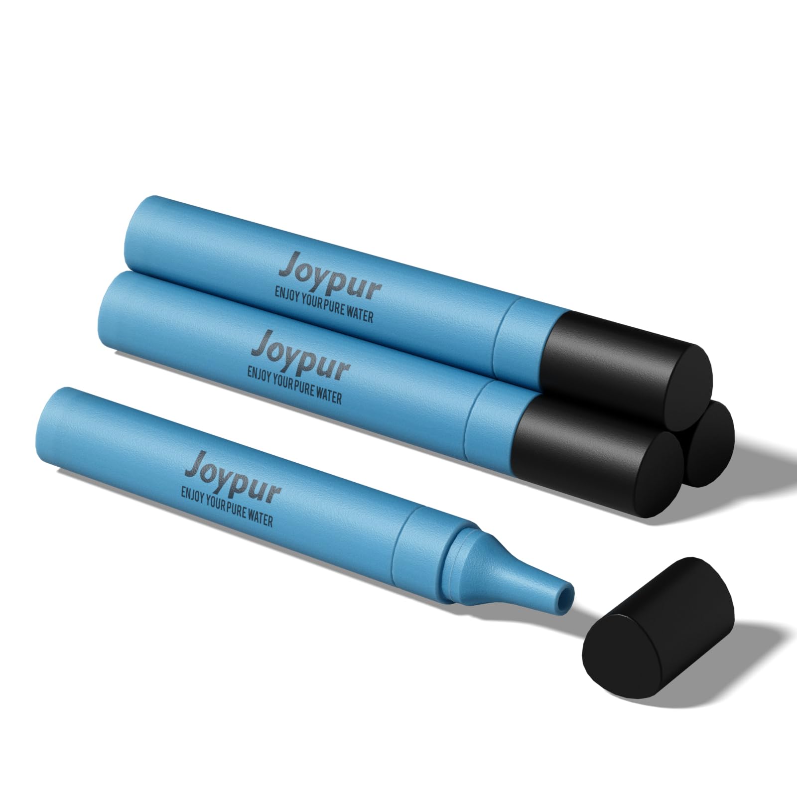 Paille Filtrante Survie Triangle 0.01µm, Filtre à Eau Portable Léger 30g, Élimine 99.9999% des Impuretés, 1000L Filtration, Pour Camping Randonnée Voyage, Lot de 4, Bleu