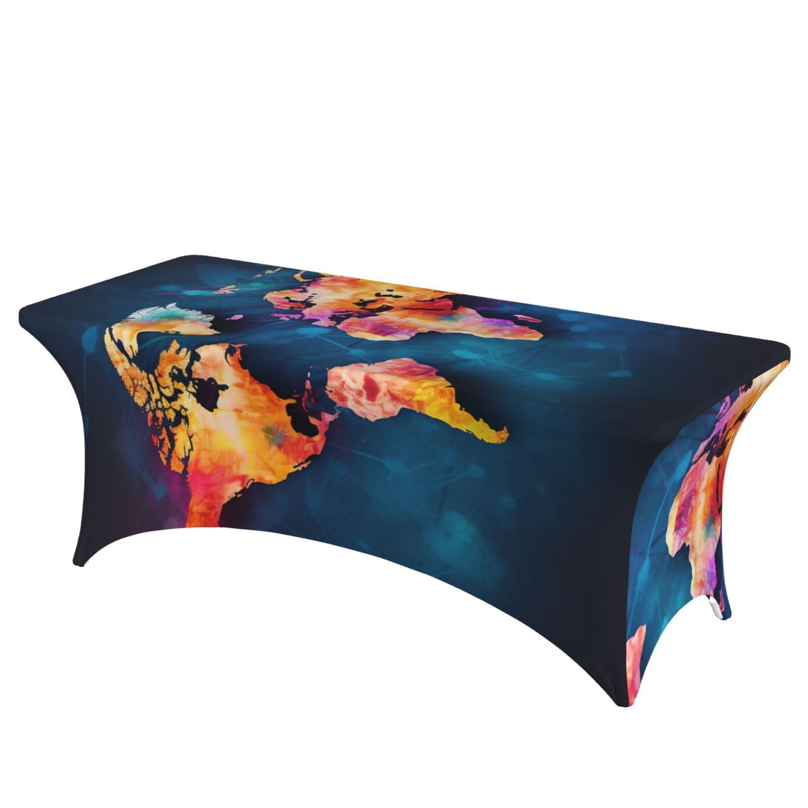 Nappe monde extensible pour table de fête et banquet rectangulaire