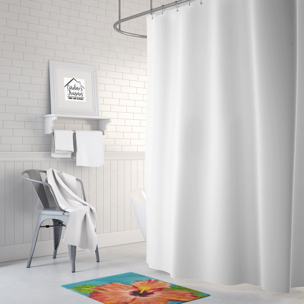 Caroline's Treasures TMTR0316RUG Coral Hibiscus by Malenda Trick Machine Washable Memory Foam Mat, Bathroom Rug, Non-Slip Bath Mat, Durable Thick Washable Rugs for Kitchen, Bathroom Quick Dry, Decorat