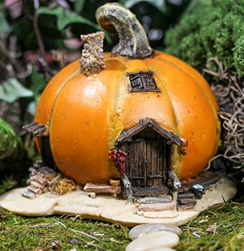 Top Collection Miniature Fairy Garden and Terrarium Orange Pumpkin Fairy House Statue 4 by 5-Inch