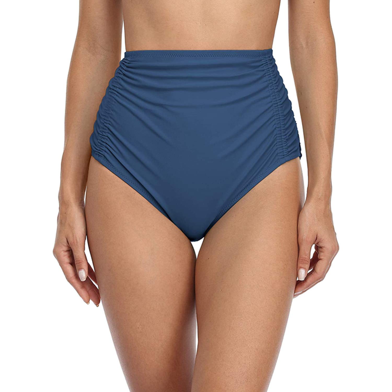CharmLeaks Women Medium Waisted Swim Briefs Solid Bikini Bottoms Swimwear Bottom
