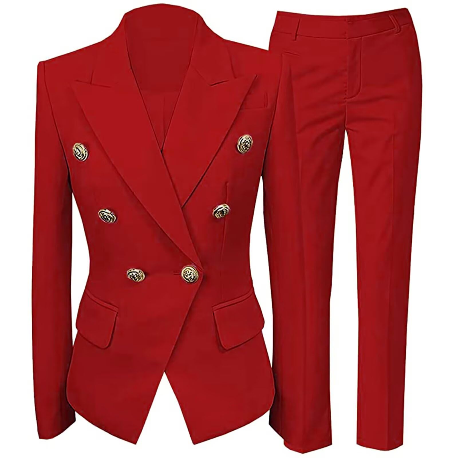 YUVUXE Womens Suits Double Breasted Business Pants Suit for Women 2 Piece Pant Suits for Women Dressy Casual