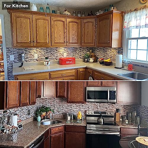 Yipscazo 10 Sheet 12''x12'' Peel and Stick Backsplash Tile for Kitchen, Self-Adhesive Stick on Backsplash Laundry Bathroom Textured Vinyl Sticker Wall Tiles Smart Tile in Sandstone by Yipscazo - Used condition - Image 2
