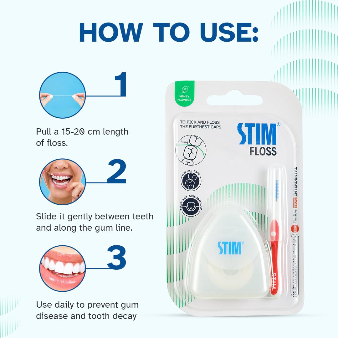 STIM Floss | Refreshing Mint Flavour | Cleans widest gaps between teeth (Pack of 3) - Image 3 thumbnail