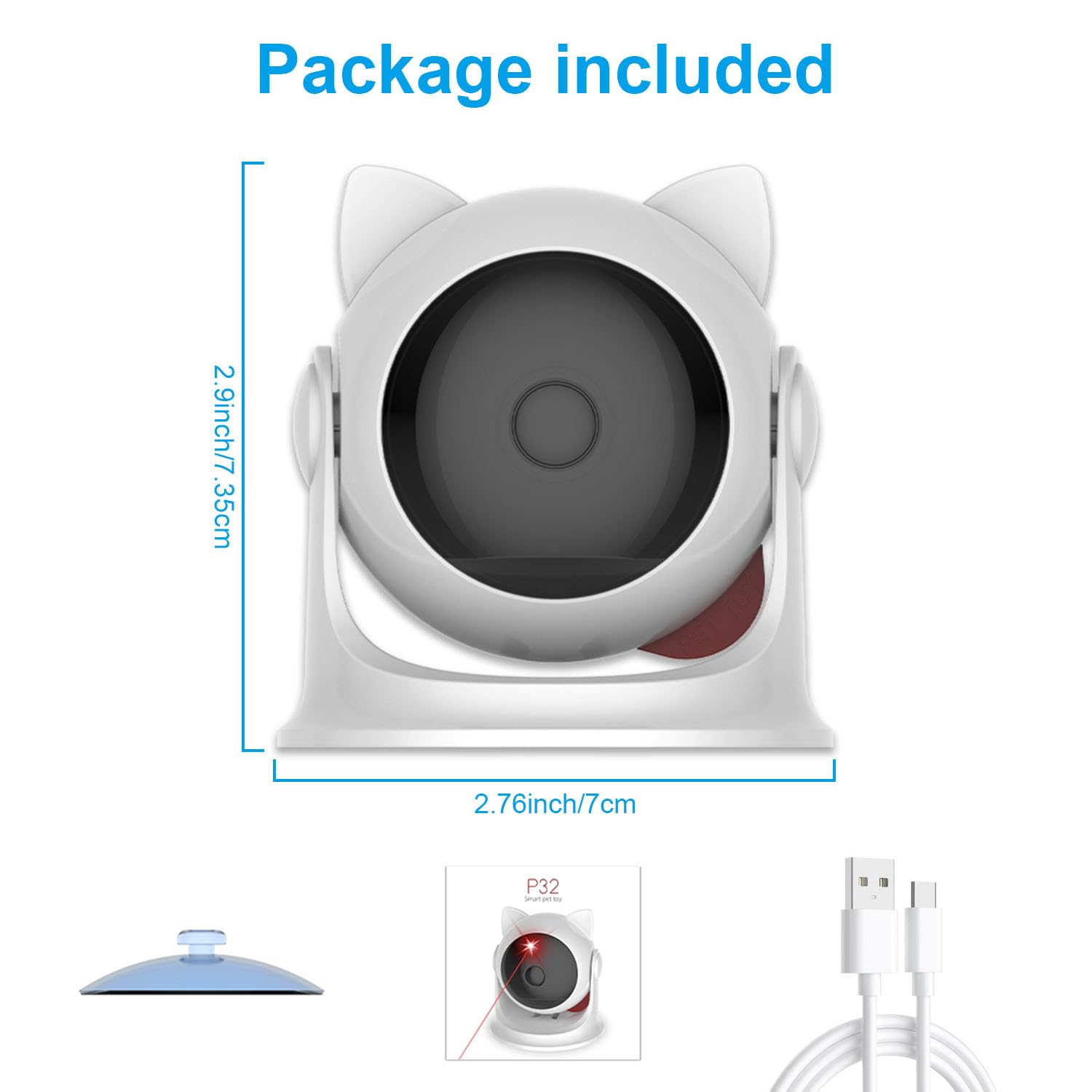 VOVIGGOL Juguete Automático Puntero para Gatos y Perros, Interactivo con USB C Recargable & Alcance Ajustable para Mascotas