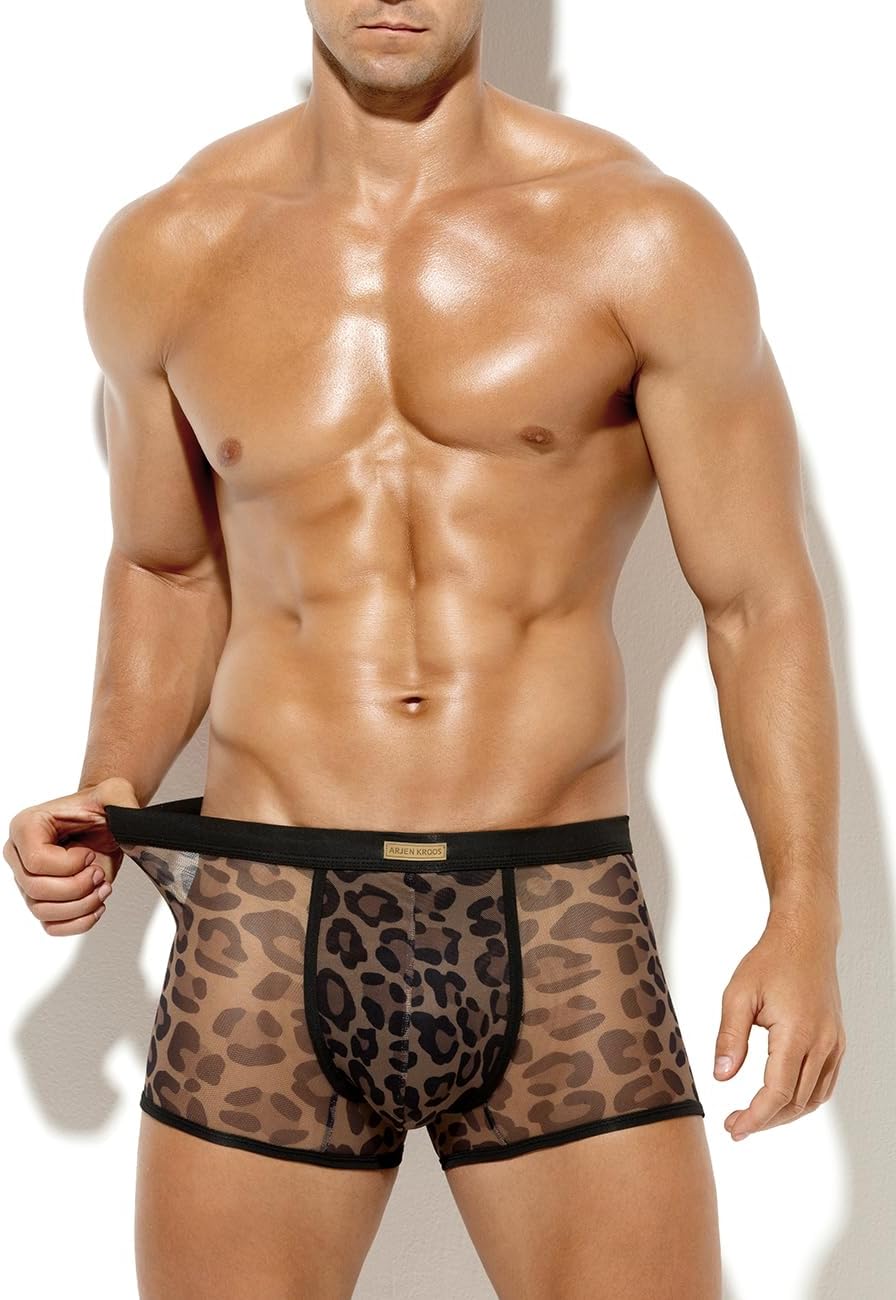 Arjen Kroos Men Sexy Underwear Low Rise Mesh Trunks Novelty Print Boxer Briefs - Image 2
