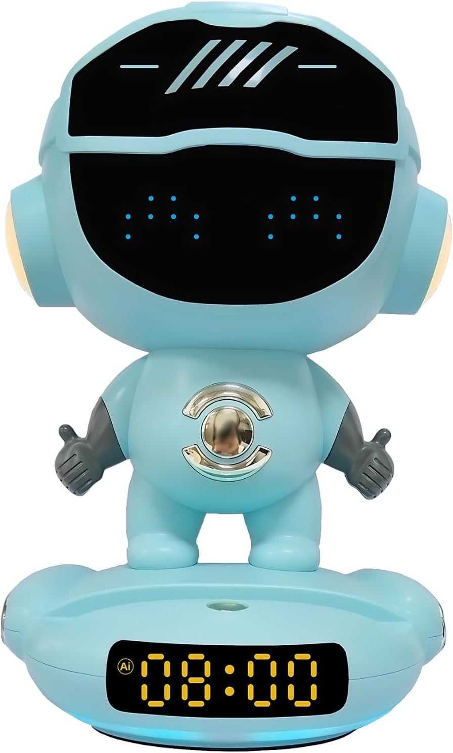 Ai Wireless Speaker for Smart Robot, Voice Control, Digital Clock, Night Light, Tf Card Slot, 1800Mah Battery, Sky Blue
