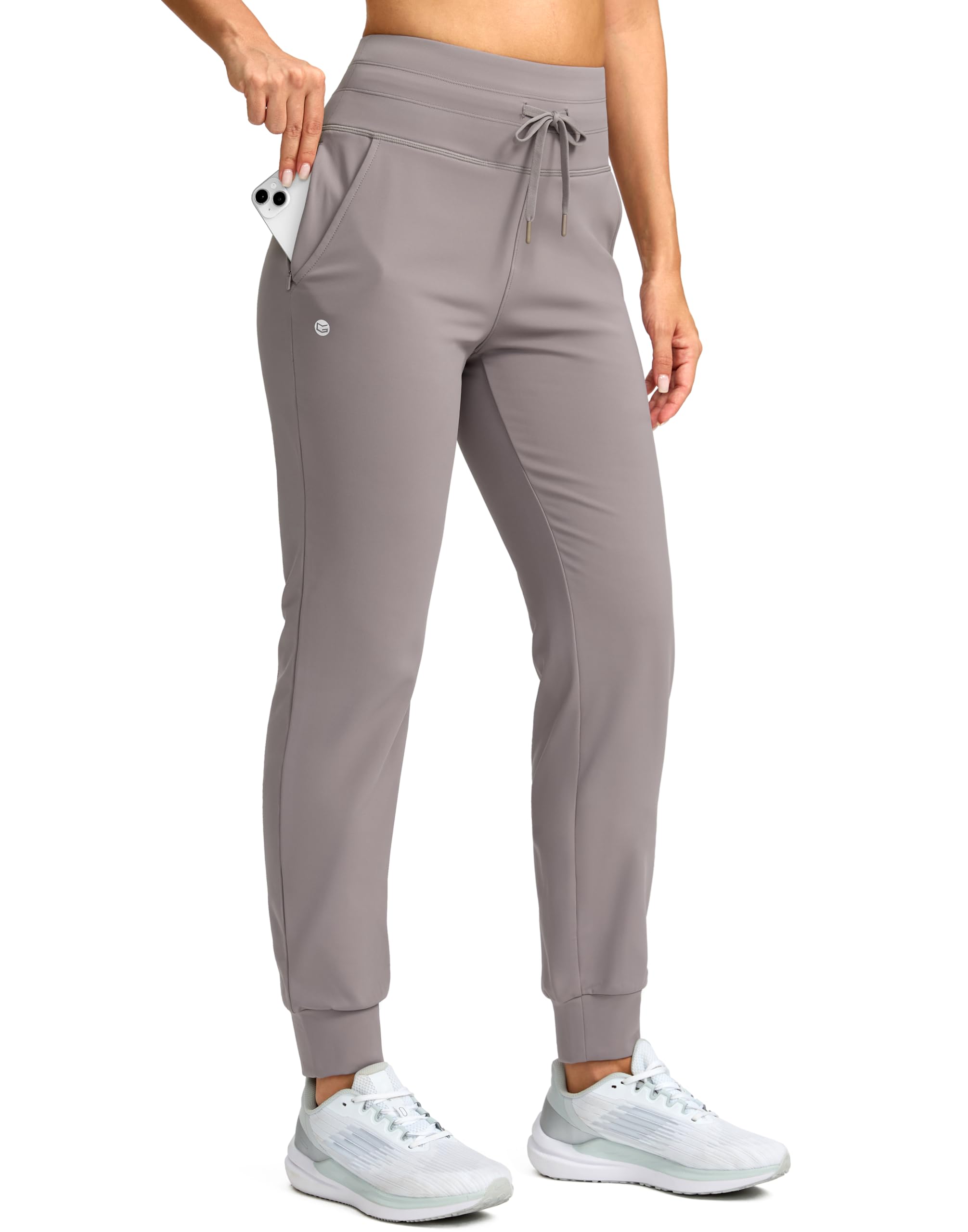 G Gradual Women's Fleece Lined Joggers 28"/30"/32" High Waisted Sweatpants Water Resistant Thermal Warm Pants Zipper Pockets