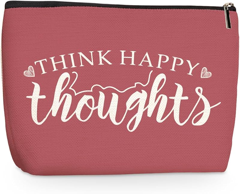 Necessaire de maquiagem jealance com zíper, estampa de letras Thoughts 1665, 1 unidade