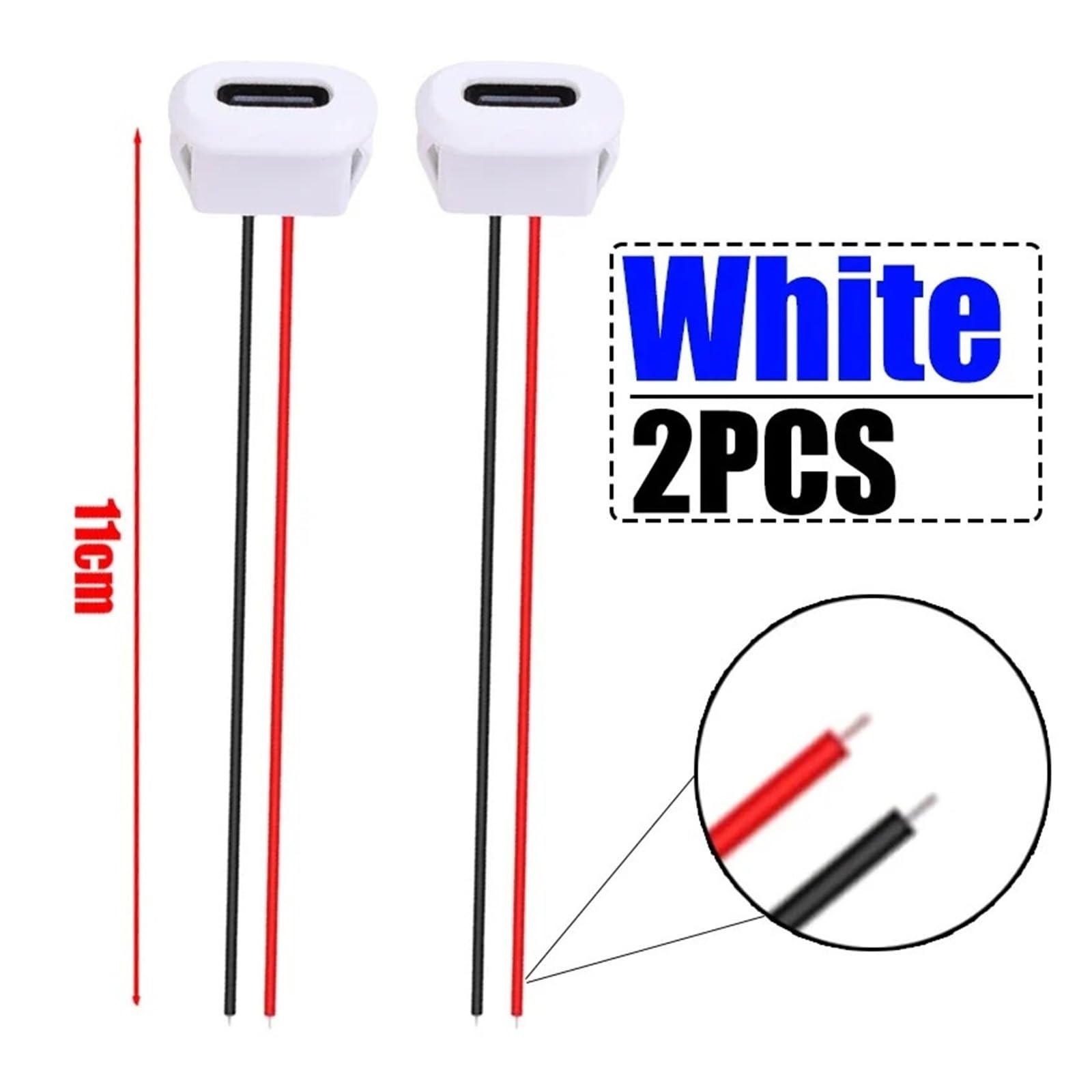 Złącze żeńskie USB typu C 3A Charging Jack Port z klipsem na kartę (zestaw B-White) (2 szt.)