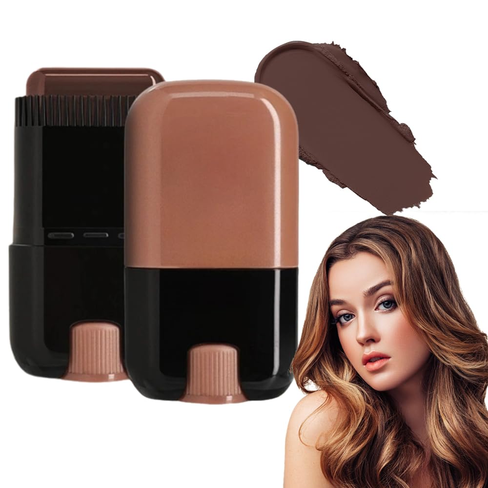 Portable Hair Dye Comb for Gray Hair Coverage, 2025 New 2Pack Safe and Convenient Comb Hair Dye for Quick Touch-ups, Waterproof and Sweat-proof Hairs Dye Stick With Comb (Brown)