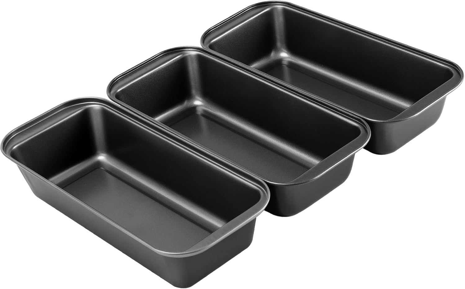 3 Pack Bread Pans, Carbon Steel, 10.23 x 4.33 x 2.36 Inch, Black