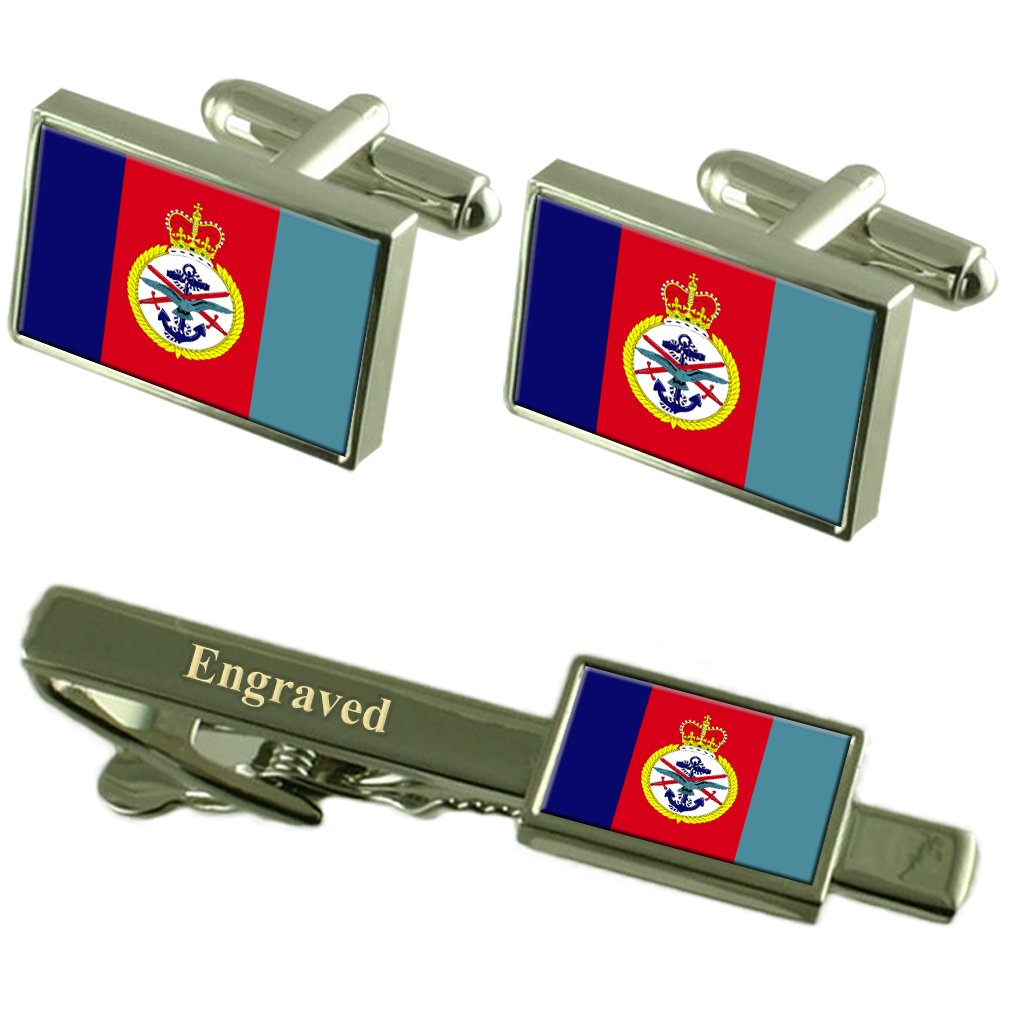 Gemelos Bandera de Inglaterra y pasador de corbata grabado para servicio militar 5