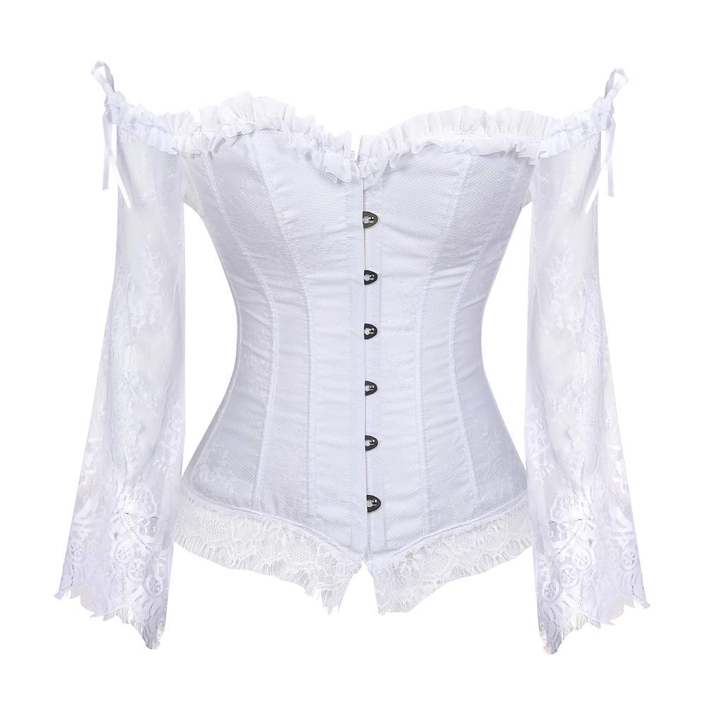 Women's Lace up Gothic Jacquard Shoulder Straps Tank Overbust Shaper Corset Bustiers Top