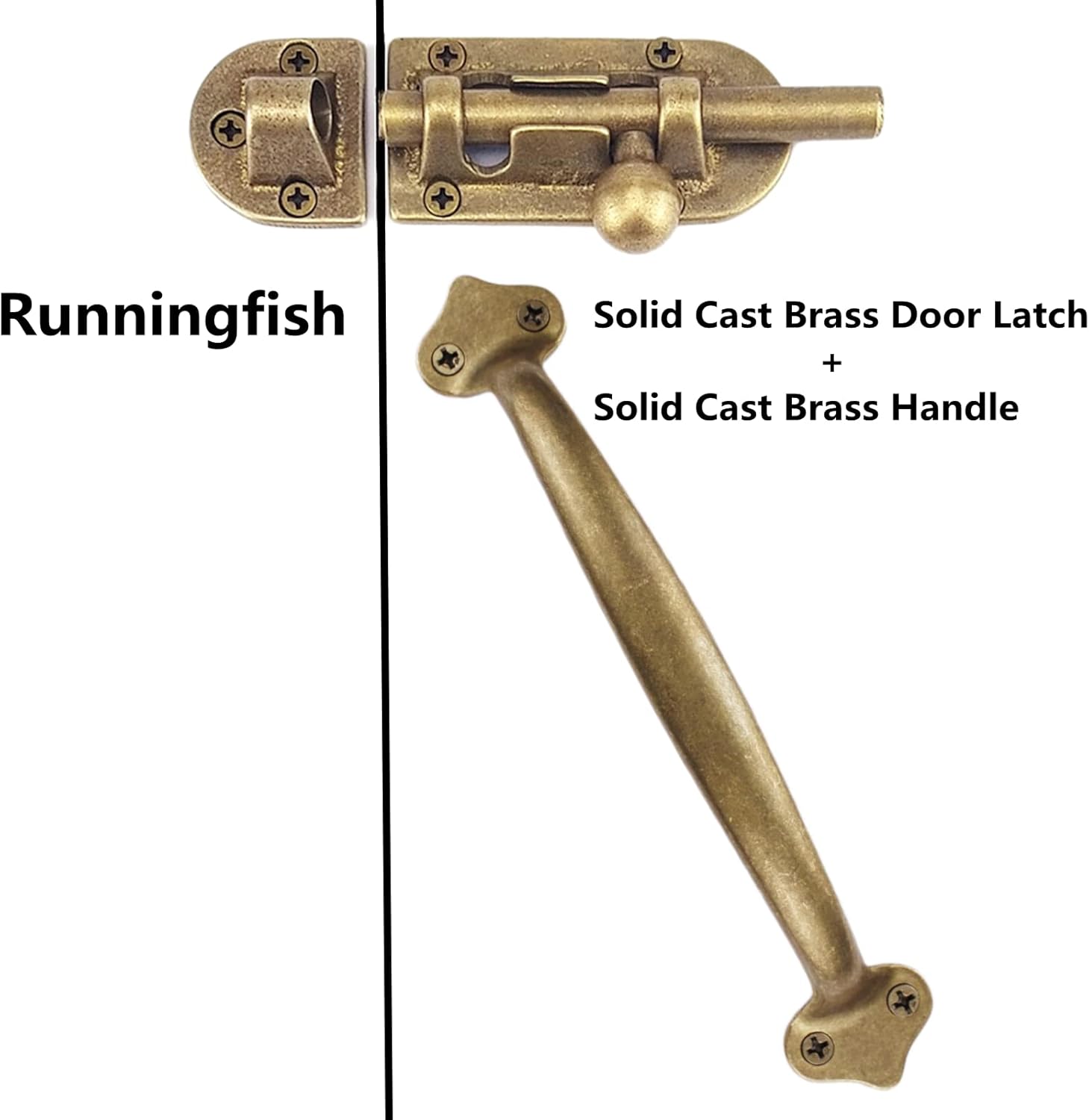 Vintage Solid Brass Pulls, Antique Copper|Rustic Barn Door Grab Handles|Kitchen Cabinet Hardware Drawer Handle Pull
