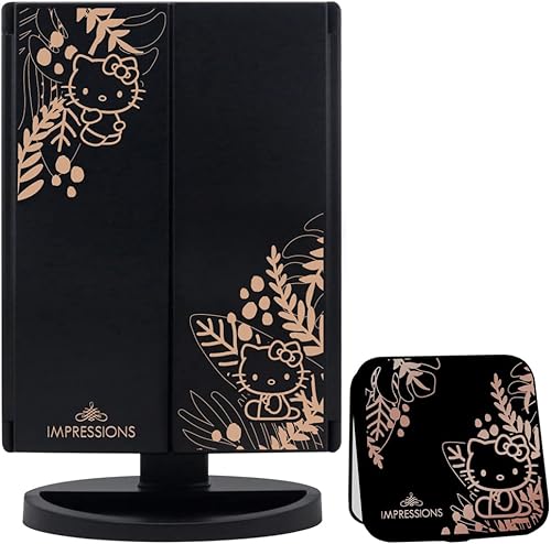 Miniatura 2 de Impressions Vanity Hello Kitty - Paquete de espejos de maquillaje iluminados, súper lindo espejo triple y compacto con luces LED, aumento, pantalla