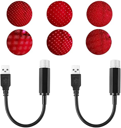 2 proyectores de luz nocturna USB de estrella, mini lámpara de proyección LED, decoraciones románticas, para dormitorio, fiesta, paredes