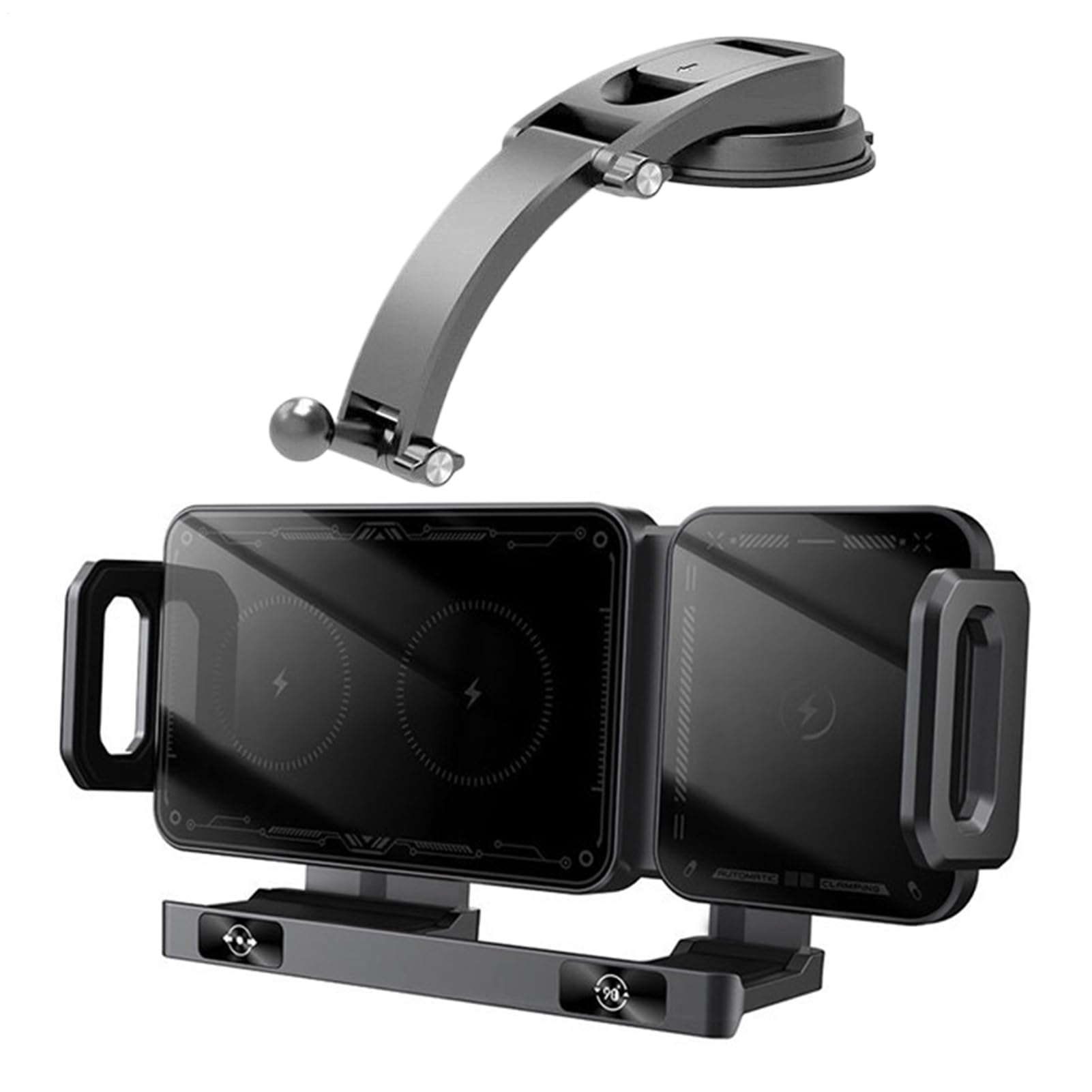Caricatore wireless per auto, 15 W, ricarica rapida, supporto di navigazione | Supporto da auto con morsetto automatico per diario, viaggi lunghi e vacanze