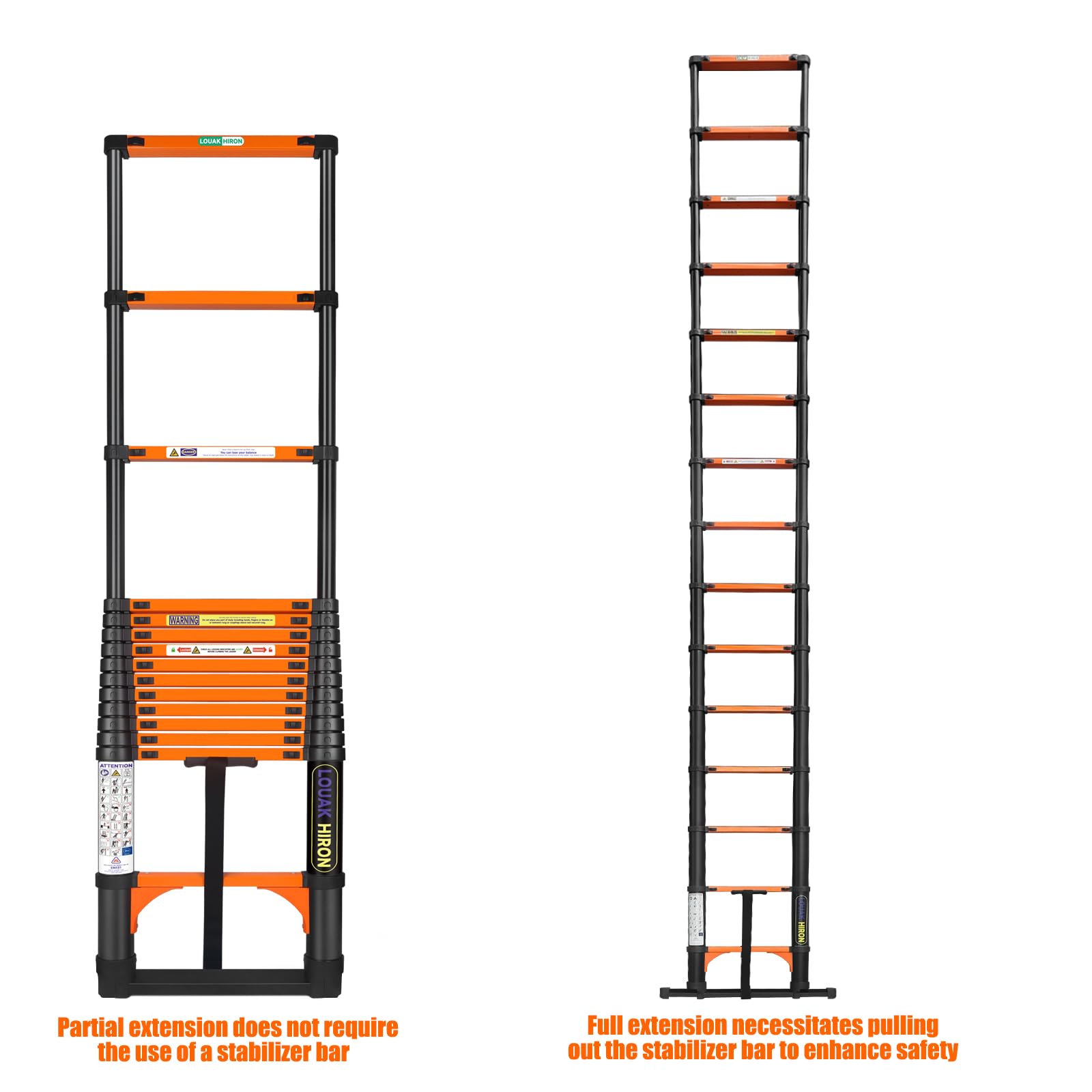 Escalera telescópica extensible plegable de 3,8 m, antideslizante, multiusos, para el hogar
