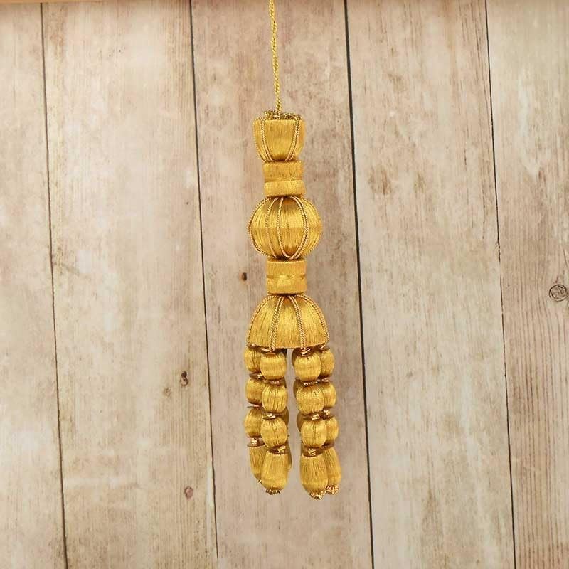 Borla de oro dorado de 15 cm con fleco de bellota de madera para cortinas