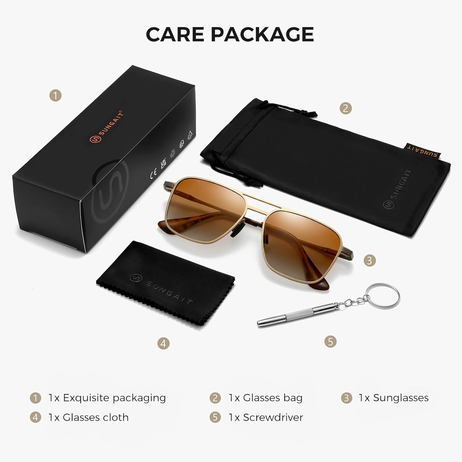 SUNGAIT Flat Square Aviator Sunglasses for Men Women Old School Vintage Style Small Metal Frame Polarized UV400 Lens - Image 6