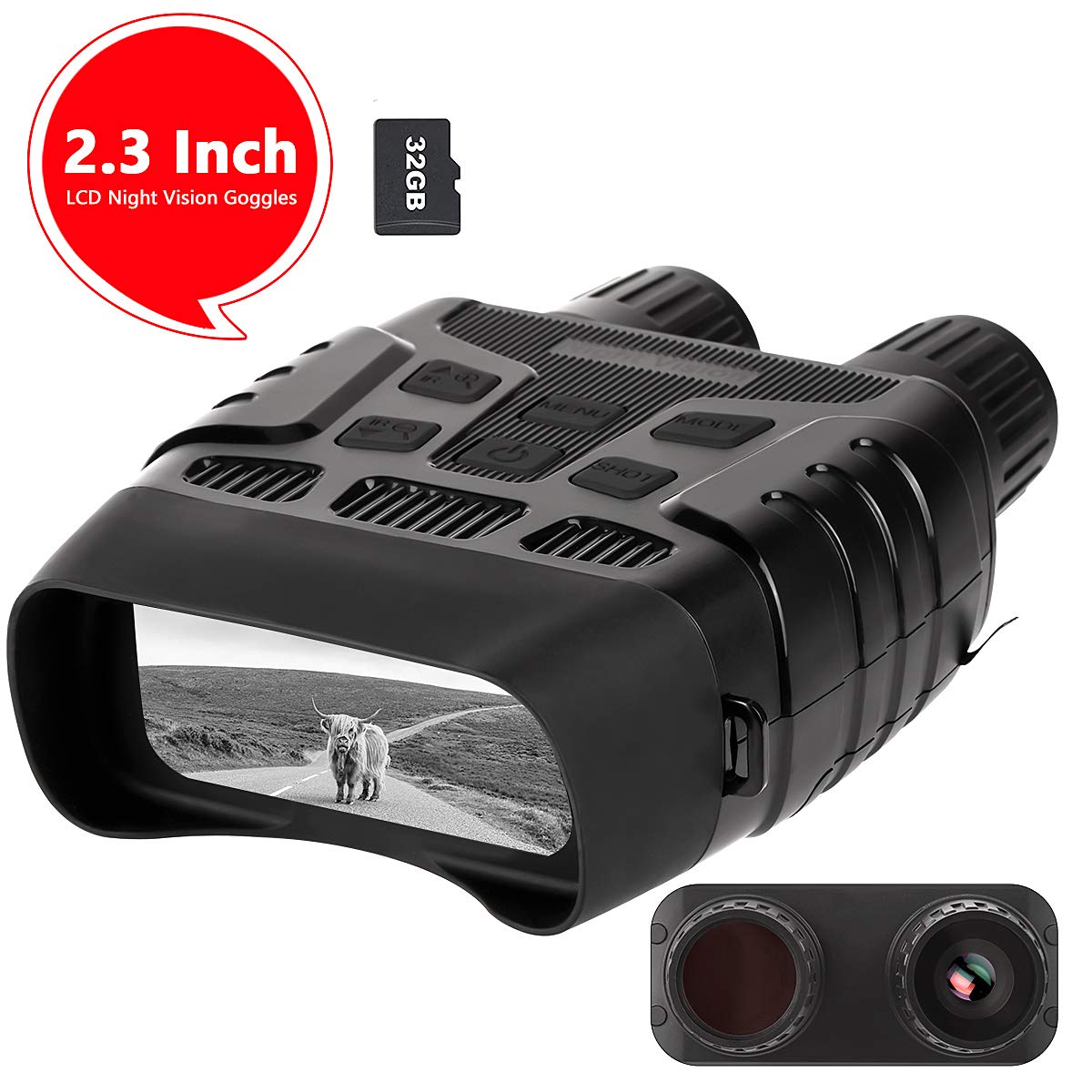 Night Vision Goggles, HYVQDNM Night Vision Binoculars with 2.31'' TFT LCD View Screen and 960P Image&Video, 984ft Viewing Distance Digital Infrared Binoculars with Night Vision with 32GB Memory Card