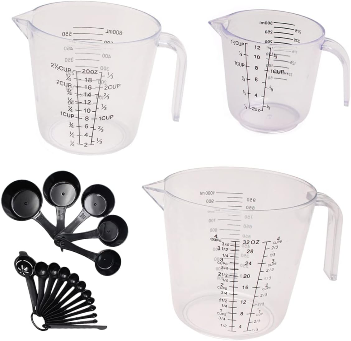 20pcs Measuring Cups and Spoons Set Lightweight Kitchen Measuring Tools Scale for Cooking Baking and Hair Dye Mixing Easy to Clean Non-stick Design