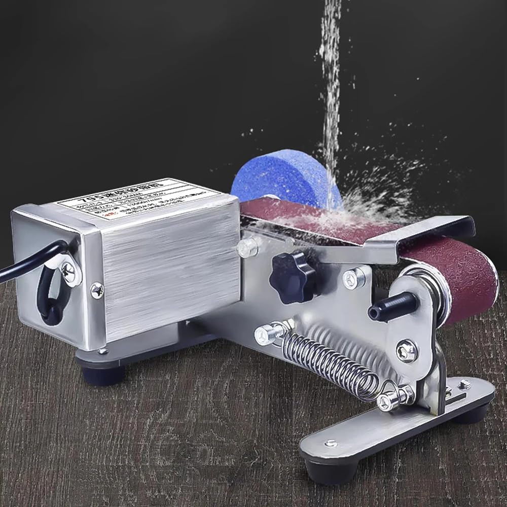 Afilador de Banda Refrigerado Por Agua, Afilador de Cuchillos Eléctrico de Acero Inoxidable 304, Uso Dual En Seco Y Húmedo con Adaptador Universal