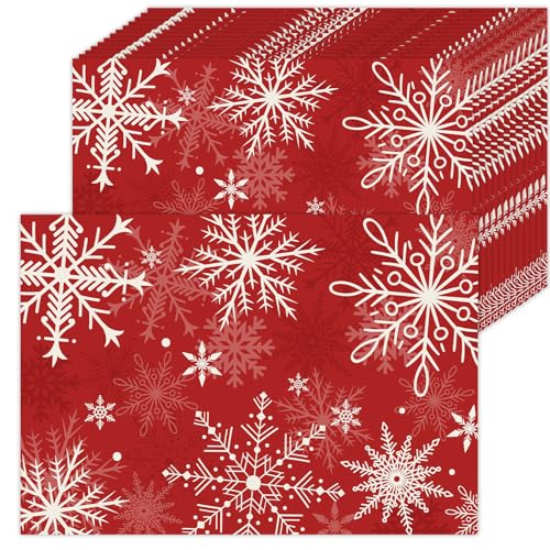 Schneeflocke Rot Papier Platzsets, 50 Stück Weihnachten Papier...