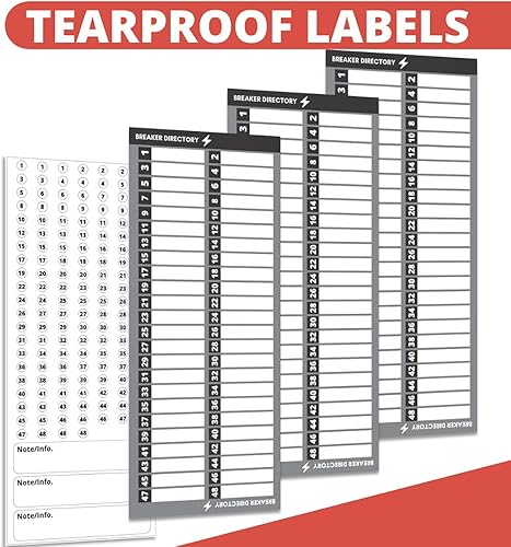 Miniatura 2 de Etiqueta de directorio de disyuntor de papel de vinilo no desgarrable de alta calidad con pegatinas de fusibles para panel de fusibles, letrero