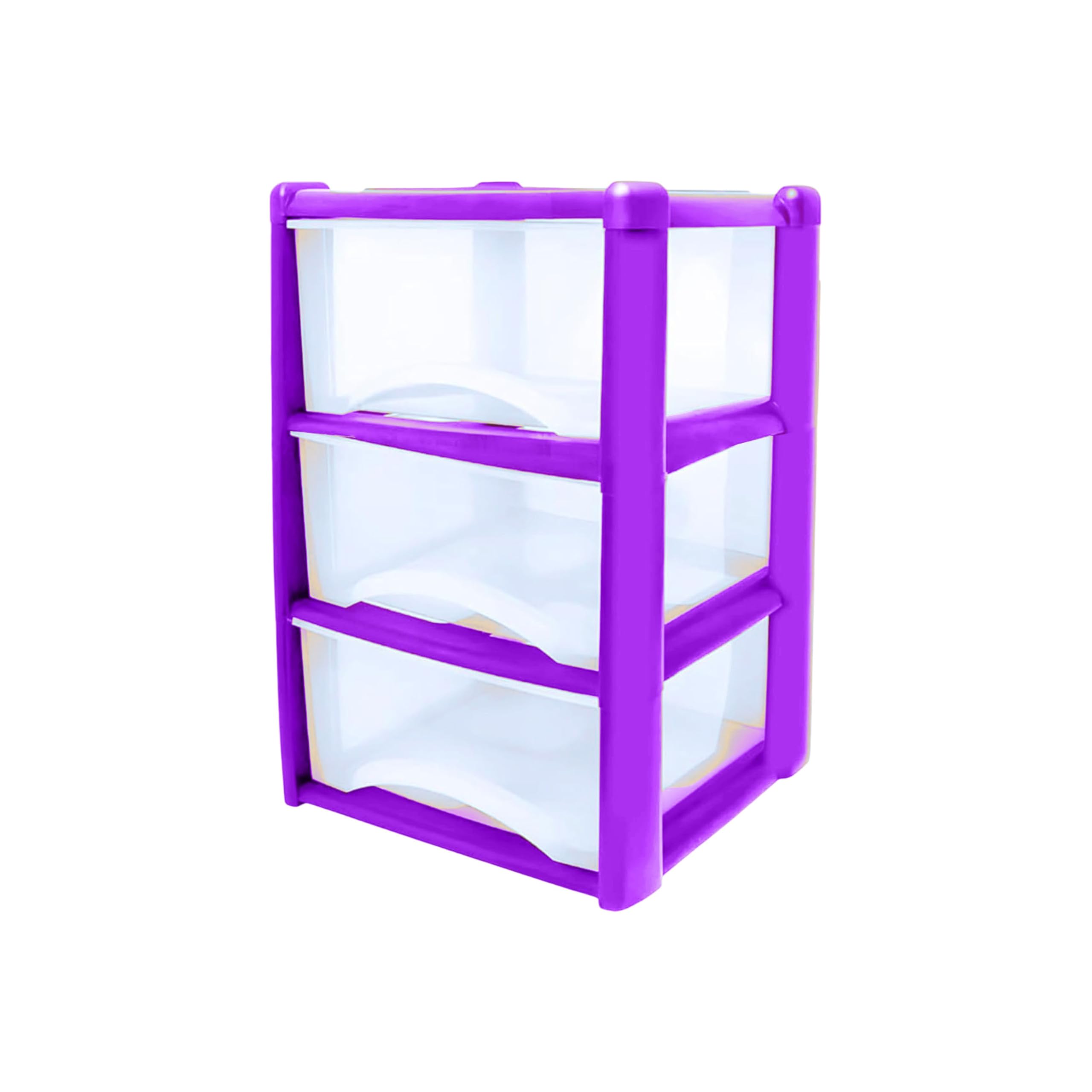 Neat. 3 Plastic Storage Drawers Unit with See-Through Drawers, Compact Vertical Design โ Durable Plastic, Ideal for Organizing Office Crafts, and Household Items, 60cm x L39cm x W39cm -Purple โ image 1