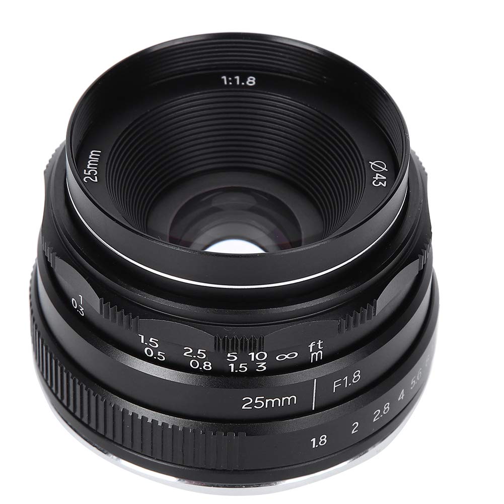 Obiettivo Verticale da 25 Mm F1.8 con Attacco E, Grande Apertura, Piccolo Grandangolo, Angolo di Visione di 57,4 Gradi, Piccolo Grandangolo Scatti Ravvicinati Still Life per A9 A7