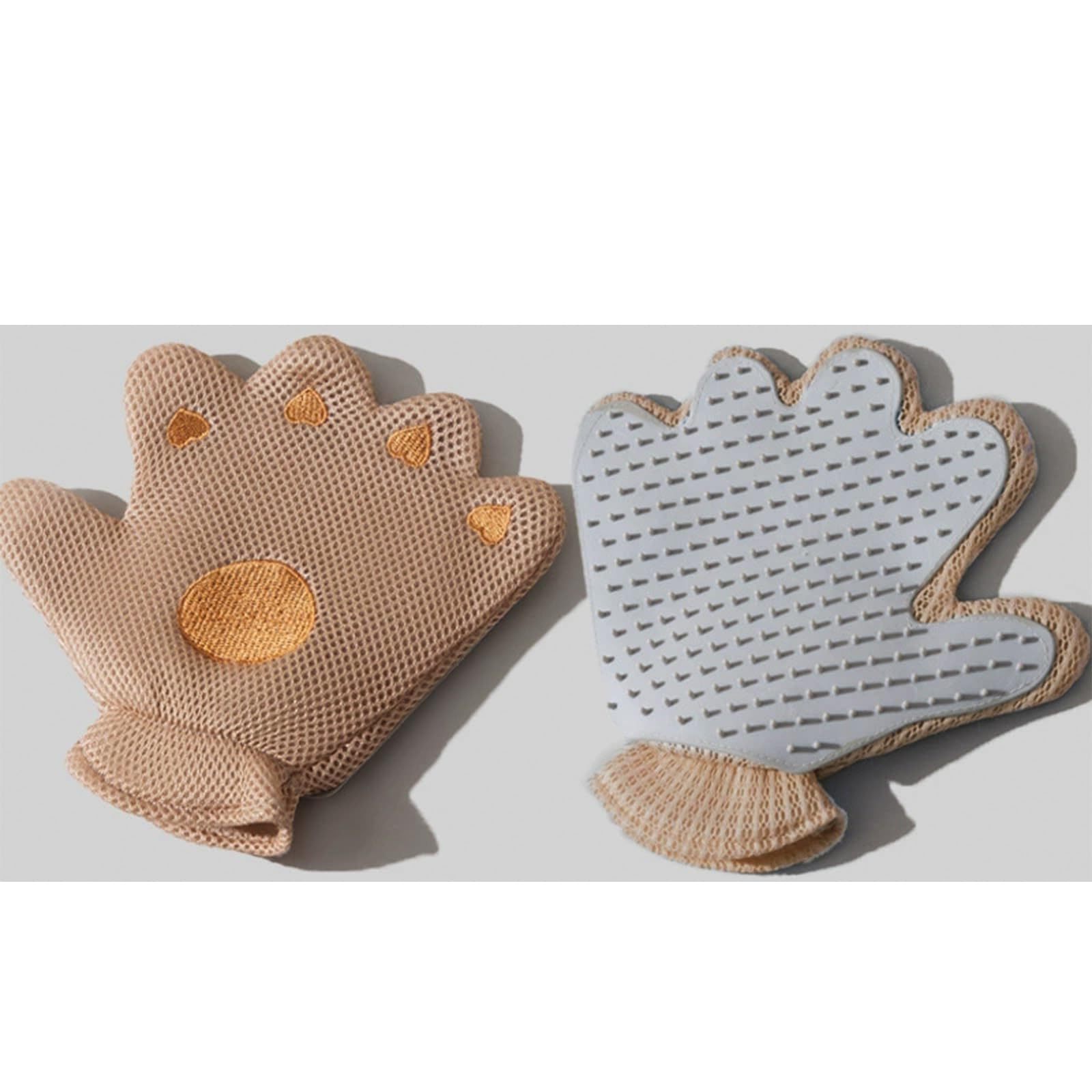 Zoocozy 2 in 1 Pet Hair Removal Glove for Cat Dog, Indoor Cat Grooming Gloves, Pet Washing Brush for Shedding Massage - Double-Sided Available(Brown)