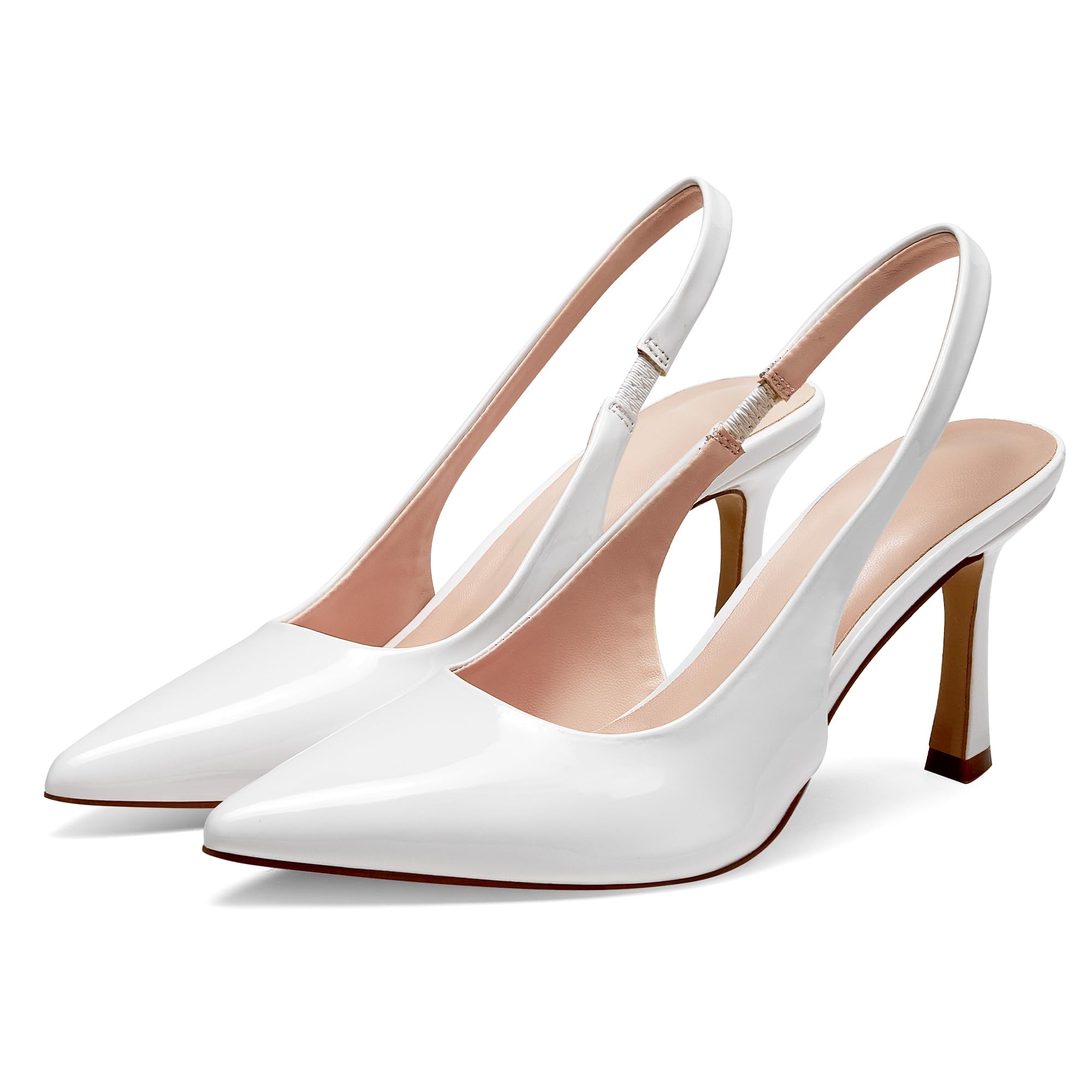GENSHUO Women's Slingback Heels Closed Pointed Toe Dress Pumps Shoes Slip On 4 Inch High Stiletto Comfortable Sexy Wedding Work Casual Prom Party