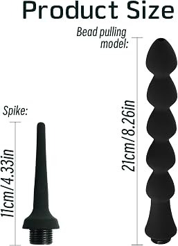 2 Pc Shower Enema Douche Nozzles , Comfortable Silicone Nozzles Enema Attachment, Reusable Shower Enema Black