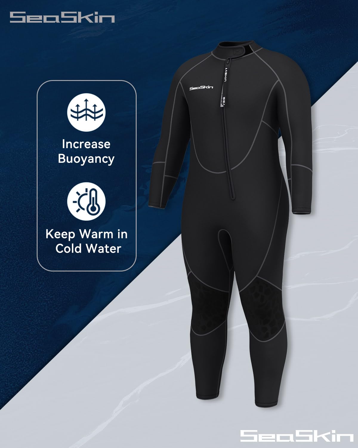 Seaskin Plus Size Full Wetsuit for Mens 3mm
