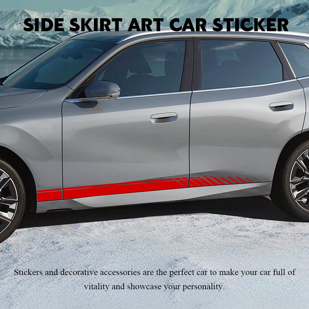 2 adesivi grafici a strisce sportive da corsa, adesivi grafici a strisce per carrozzeria, accessori decorativi per auto, in vinile, fai da te, per la maggior parte dei veicoli (rosso)