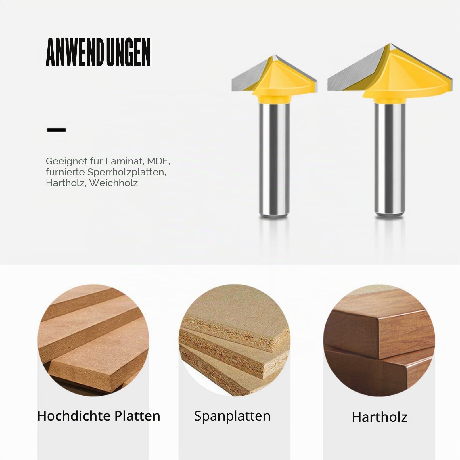 Schaftfräser mit 8 mm Schaft, V-Nut, für Holzbearbeitung, detaillierte Holzschnitzerei mit 60, 90, 120, 150 Grad Winkeln, Gravurschneider