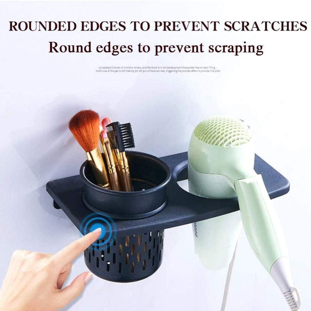 Soporte de secador de Pelo de Acero Inoxidable Soporte de secador de Pelo Estante de secador de Pelo sin Perforaciones Estante de baño Estante de Almacenamiento de Montaje en Pared