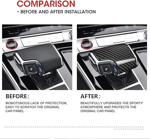 Miniatura 5 de Cubierta de fibra de carbono real para palanca de cambios Audi 2019-2025A6 S6 RS6 A7 RS7 2020-2025 S7 Q7 A8 S8 2021-2025 RSQ8 Accesorios de fibra de