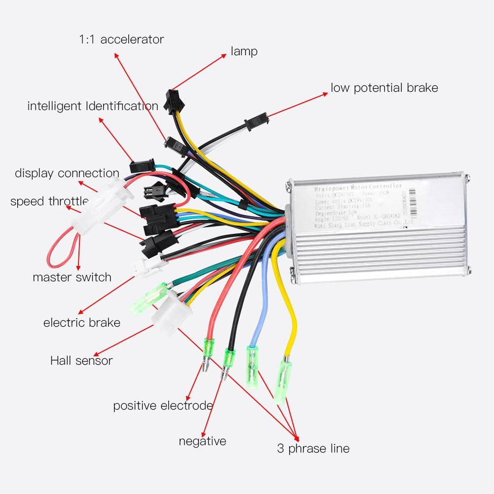 Broco Motores Electricos para Bicicletas, 24V-48V Panel de pantalla LCD a prueba de agua Scooter de bicicleta eléctrica Controlador de motor sin escobillas(24V/36V 350W)