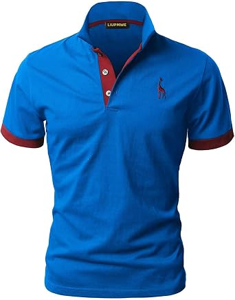 LIUPMWE Mens Polo Shirts Short Sleeve Giraffe Embroidery Golf T-Shirt S-3XL